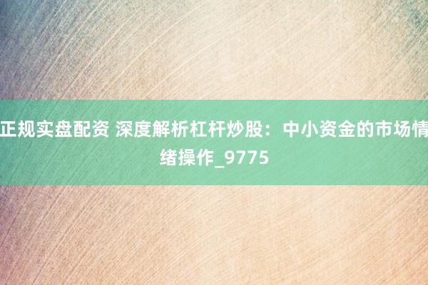 正规实盘配资 深度解析杠杆炒股：中小资金的市场情绪操作_9775