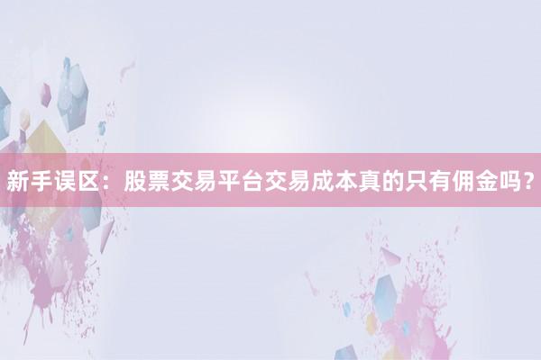 新手误区：股票交易平台交易成本真的只有佣金吗？