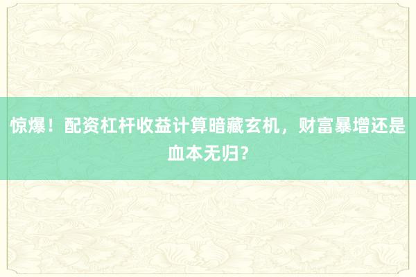 惊爆！配资杠杆收益计算暗藏玄机，财富暴增还是血本无归？