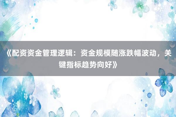 《配资资金管理逻辑：资金规模随涨跌幅波动，关键指标趋势向好》