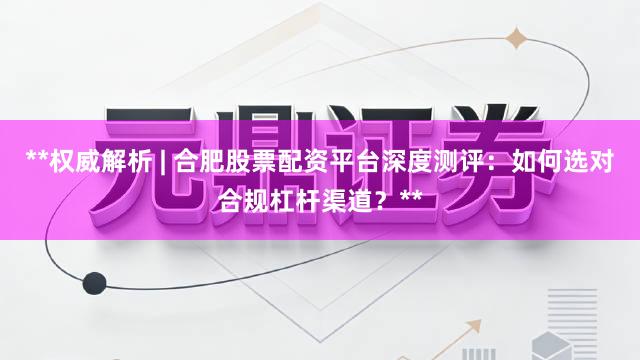 **权威解析 | 合肥股票配资平台深度测评:如何选对合规杠杆渠道?**