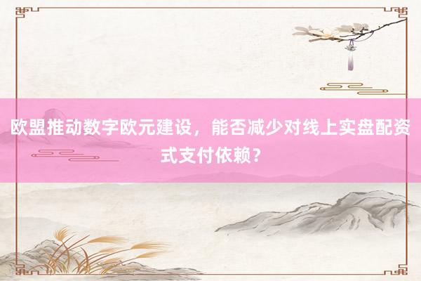 欧盟推动数字欧元建设，能否减少对线上实盘配资式支付依赖？