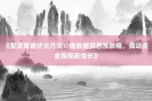 《配资策略优化方法：借数据洞悉涨跌幅，撬动资金规模新增长》