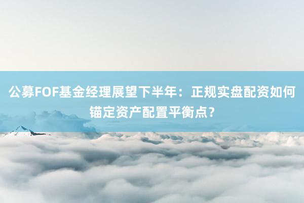 公募FOF基金经理展望下半年：正规实盘配资如何锚定资产配置平衡点？
