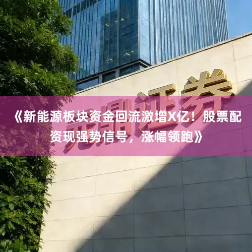 《新能源板块资金回流激增X亿!股票配资现强势信号,涨幅领跑》
