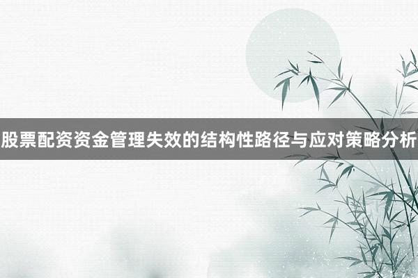 股票配资资金管理失效的结构性路径与应对策略分析