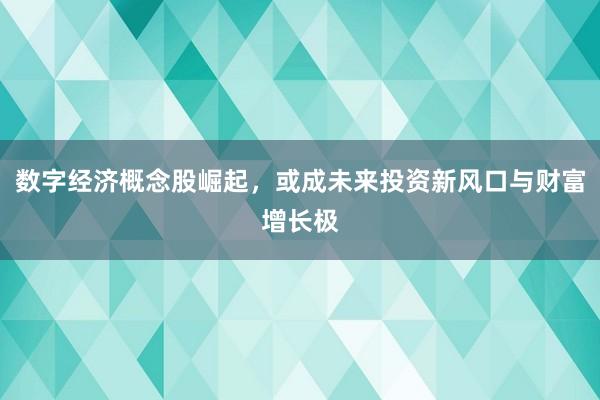数字经济概念股崛起，或成未来投资新风口与财富增长极
