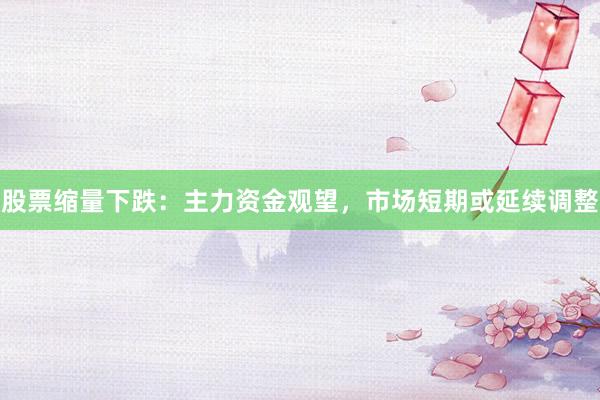 股票缩量下跌：主力资金观望，市场短期或延续调整