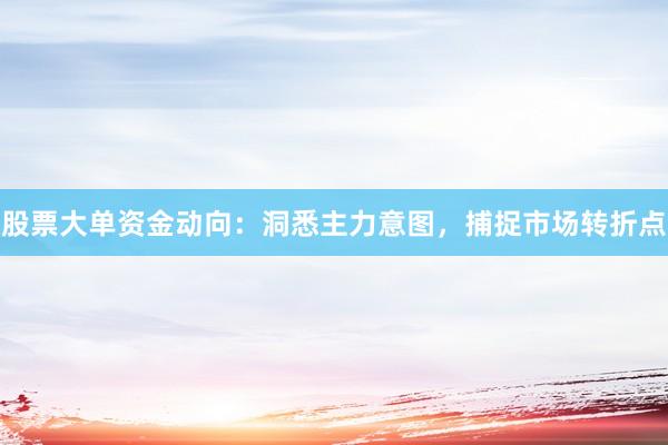 股票大单资金动向：洞悉主力意图，捕捉市场转折点