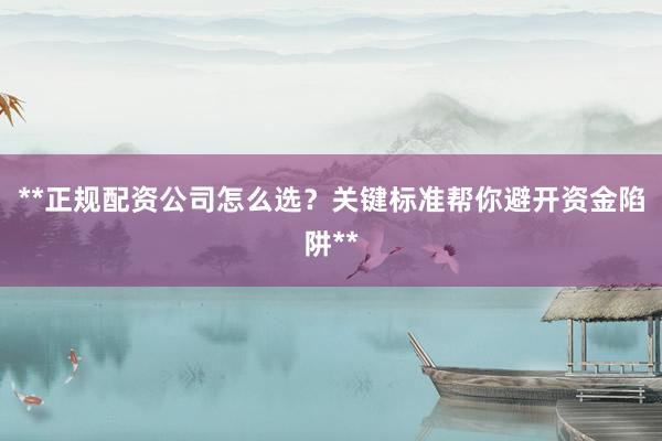 **正规配资公司怎么选?关键标准帮你避开资金陷阱**